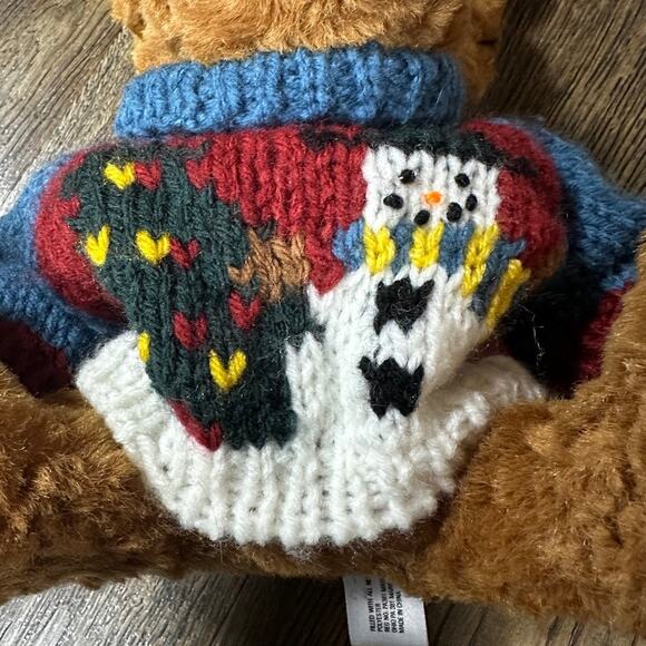 Rare DANDEE Reindeer Plush w Winter Snowman Sweater SAMPLE 14" - Picture 8 of 9